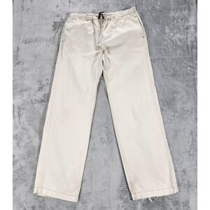 Gramicci Pants Mens 32x34 Beige Elastic Waist Belted Chino Relaxed Fit